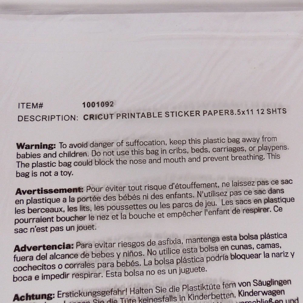 Cricut Printable Sticker Paper White 8.5x11 12 Sheets 2 Pack Bundle Crafting
